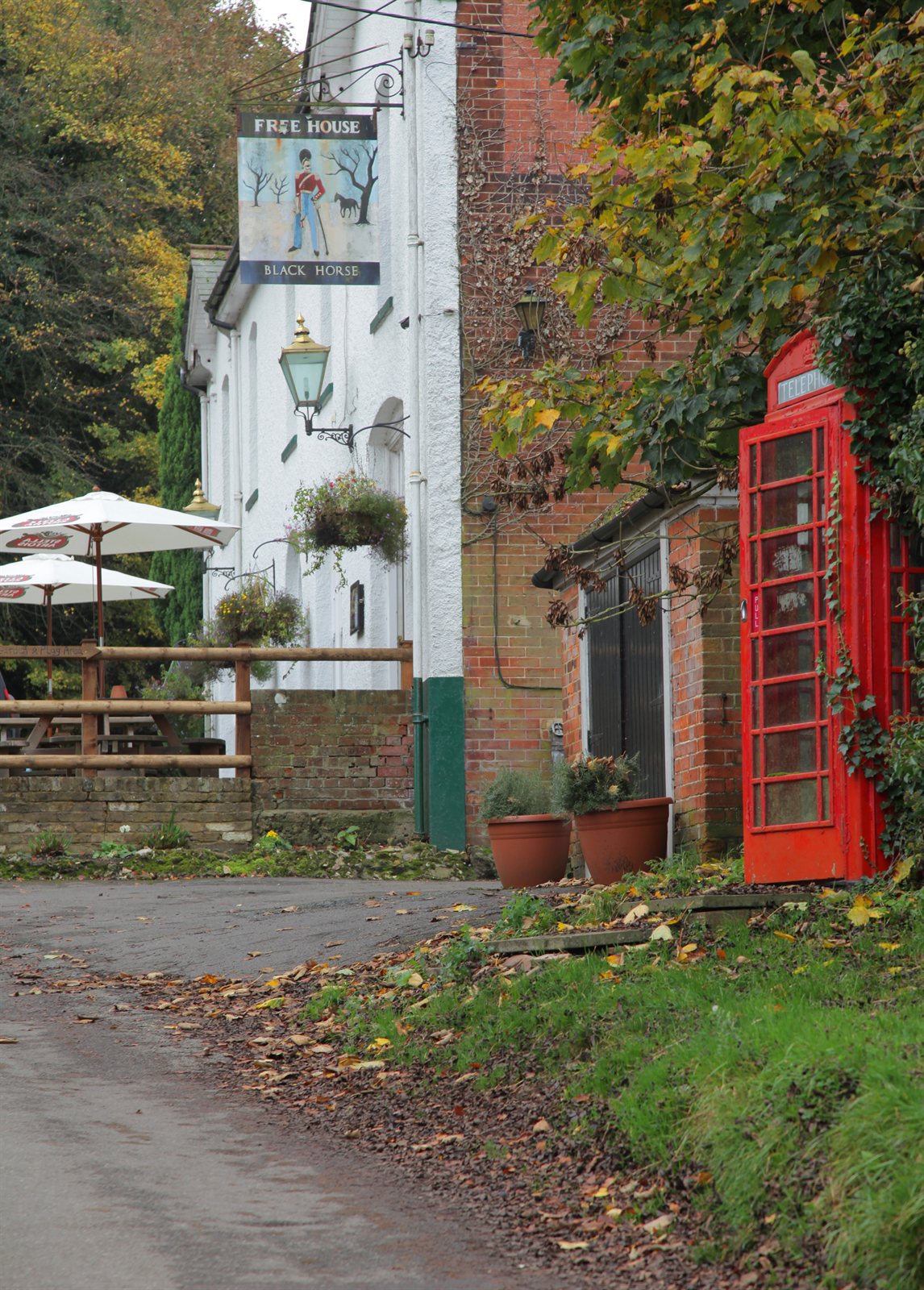 Stansted village with the iconic phone box